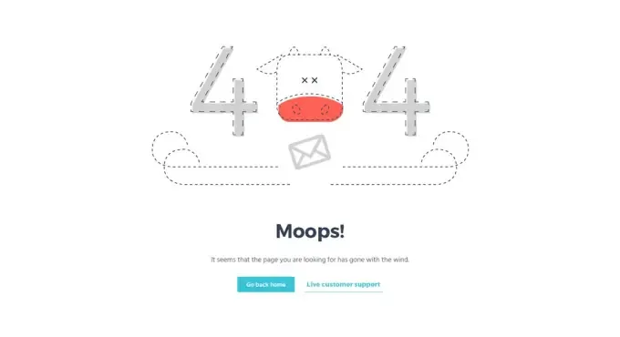 Moosend - custom 404 error page design