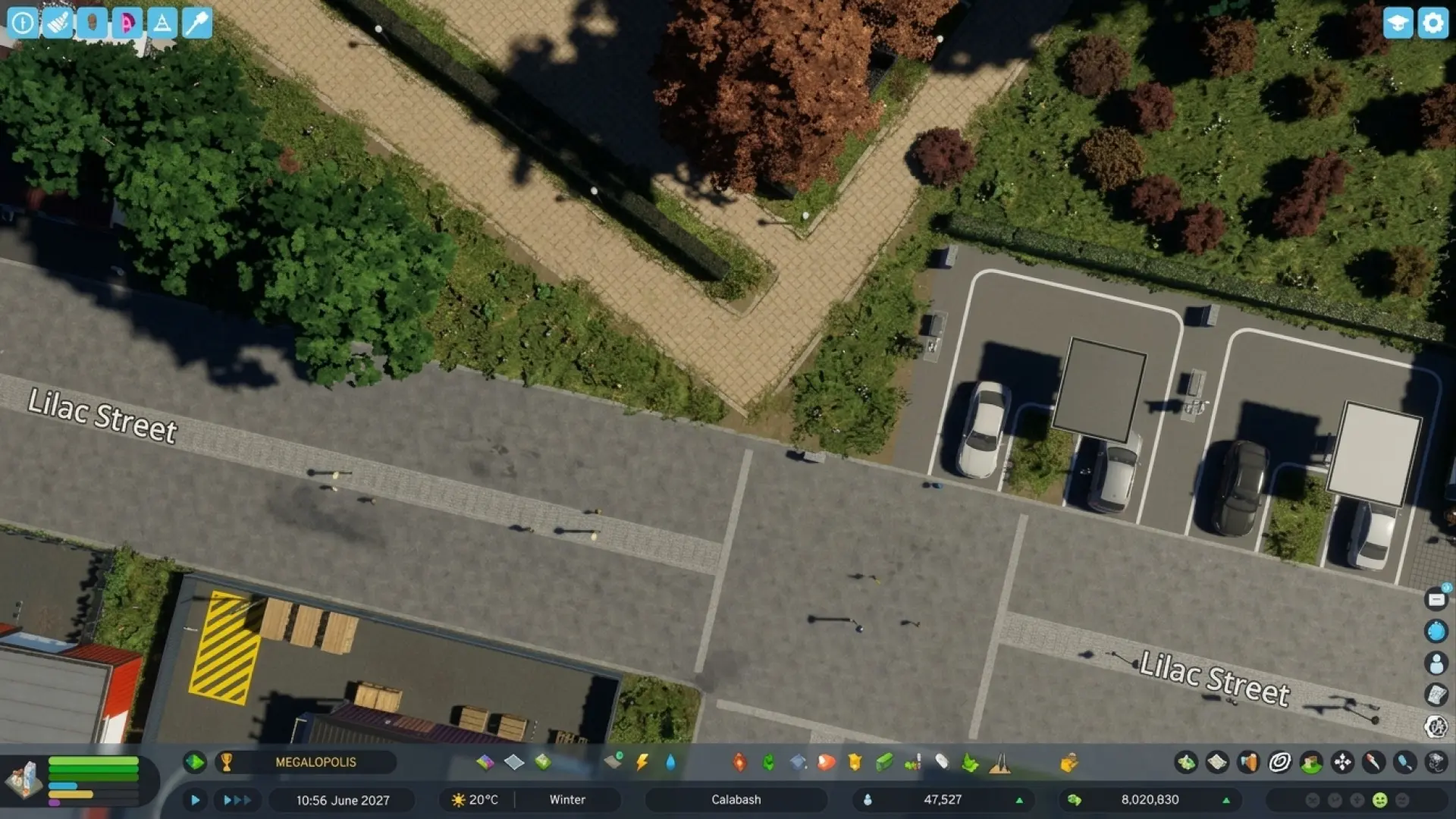 Proposed visual improvement for a street corner, adding procedural detail, ground clutter, and realistic texture blending.