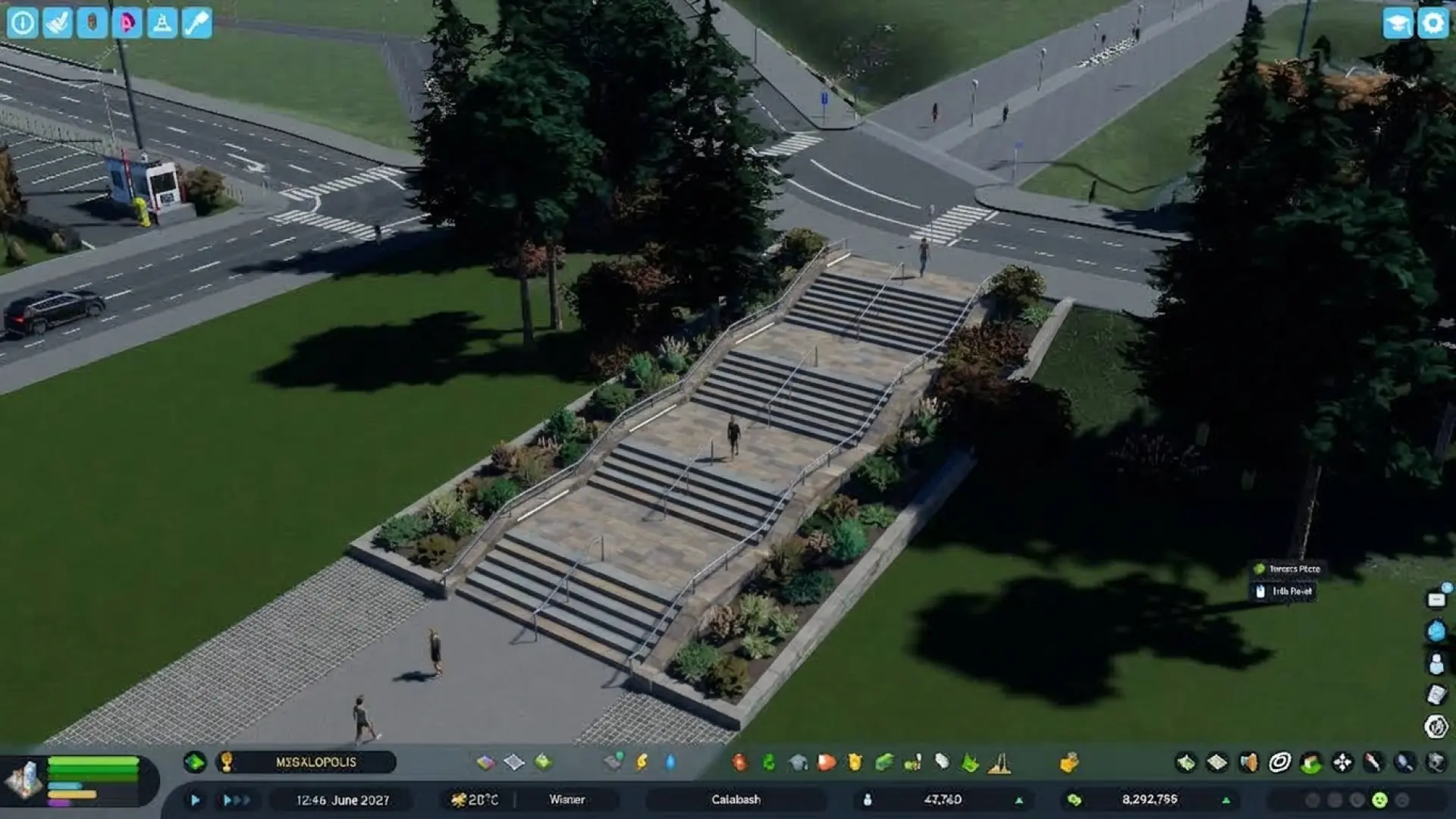 Conceptual mockup showing outdoor stairs and terraced steps smoothly connecting elevated terrain.